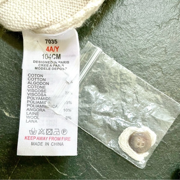 Jacadi Paris•NEW•Jacadi 04A (Size 4 US)•Cable Knit Turtleneck•Ivory•Cotton Blend - Picture 10 of 12